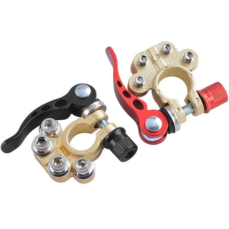 2pcs brass car battery terminal connectors car battery terminal 4 way quick release disconnect heavy duty car marine top post clamps for cars trucks 2