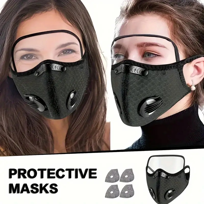 1 2pcs removable face mask reusable face mask with exhalation valve transparent and visible removable eye mask oral filter outdoor activity equipment dustproof suitable for women and men details 1