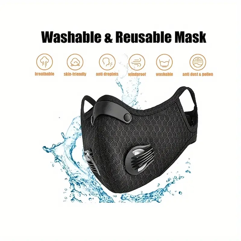 1 2pcs removable face mask reusable face mask with exhalation valve transparent and visible removable eye mask oral filter outdoor activity equipment dustproof suitable for women and men 9
