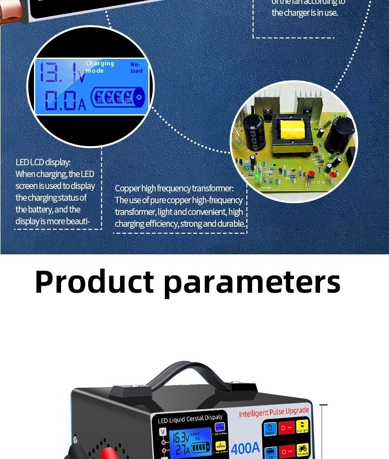 12V/24V Fully Automatic Intelligent Car Truck Battery Charger