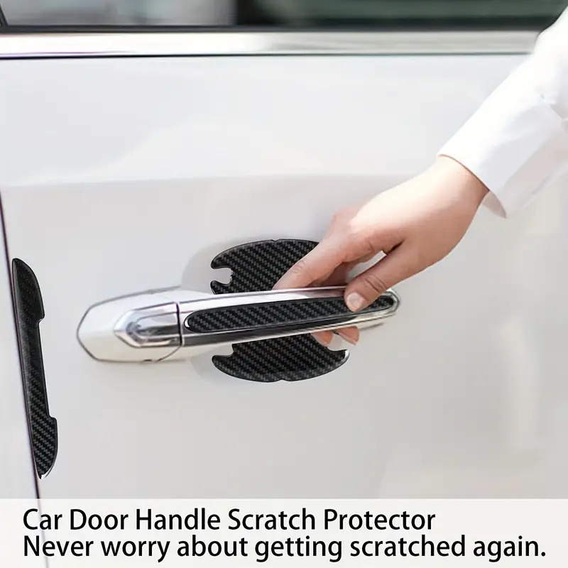 14pcs car door handle cup scratch protector carbon fiber 3d anti scratch protective films car door bowl door side paint stickers universal details 5