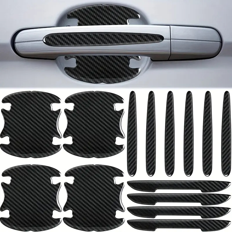 14pcs car door handle cup scratch protector carbon fiber 3d anti scratch protective films car door bowl door side paint stickers universal 0