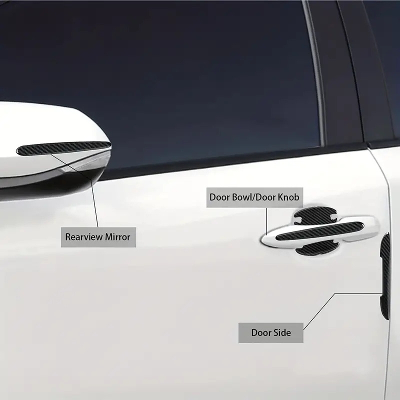 14pcs car door handle cup scratch protector carbon fiber 3d anti scratch protective films car door bowl door side paint stickers universal details 4