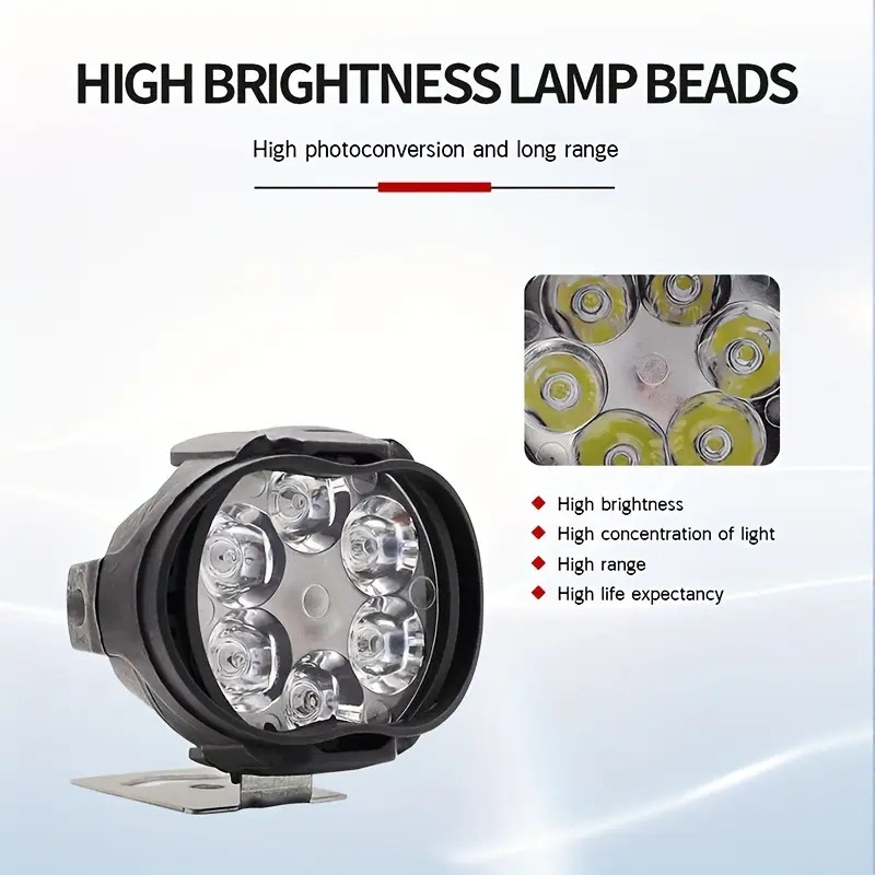 2pcs motorcycle lights 6led high bright car lights brightness auxiliary lights with switch accessories 4