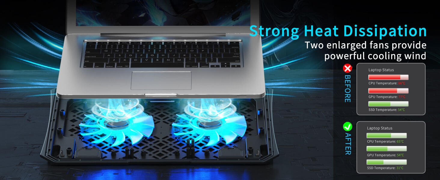 KeiBn laptop cooler with two fans
