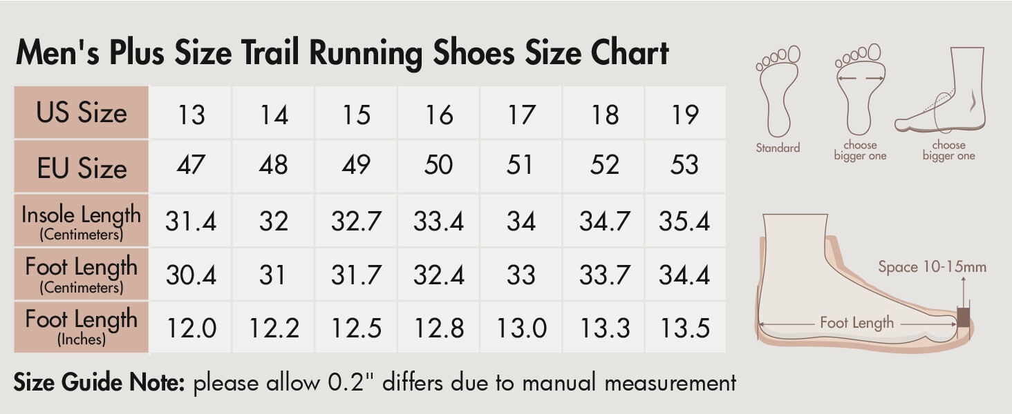 Men's Big Size Plus Size Trail Running Shoes Walking Sneakers