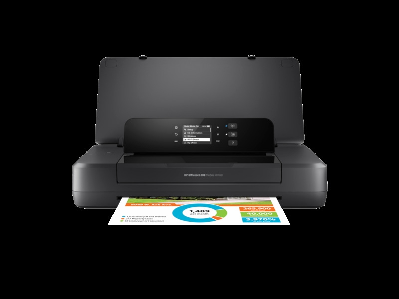 HP OfficeJet 200 Mobile Printer, Center, Front, open, with output