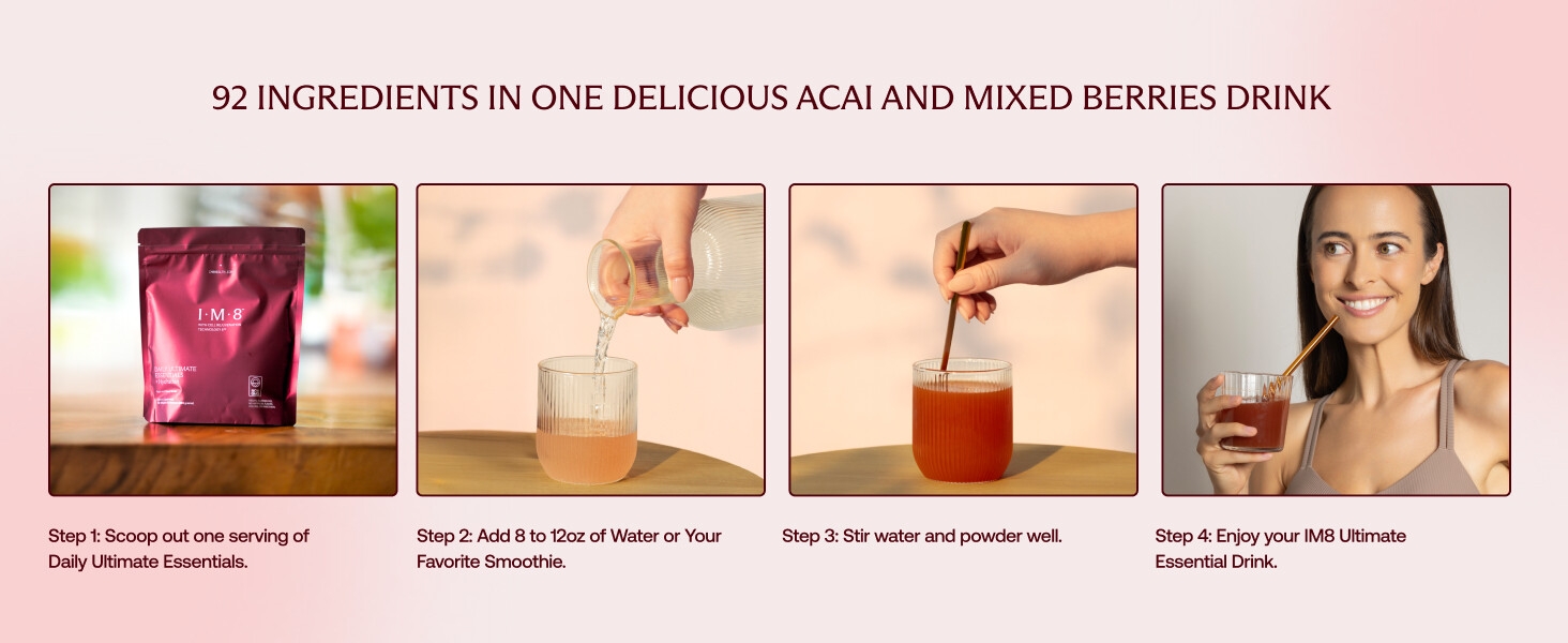 92 ingredients in one delicious acai and mixed berries drink