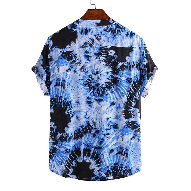 Incerun Mens Comfy Short Sleeve Tie-dye Printed Shirt - Blue | Jumia ...