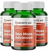 INFINITE AGE: 3 Pack, 1250mg Sea Moss Advanced Superfood, High-Potency, Vegan, Made in The USA - ...