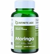 INFINITE AGE 1000mg Organic Moringa Leaf Powder, 60 Capsules - USA, Vegan, Gluten Free, All-Natur...