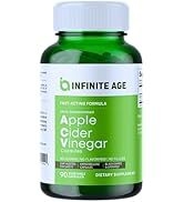 INFINITE AGE 1950mg Apple Cider Vinegar Capsules, 90 Count - USA Made, Vegan, Gluten Free, All-Na...