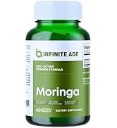 INFINITE AGE 1000mg Organic Moringa Leaf Powder, 60 Capsules - USA, Vegan, Gluten Free, All-Natur...