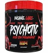 Insane Labz Psychotic, High Stimulant Pre Workout Powder, Extreme Lasting Energy, Focus and Endur...