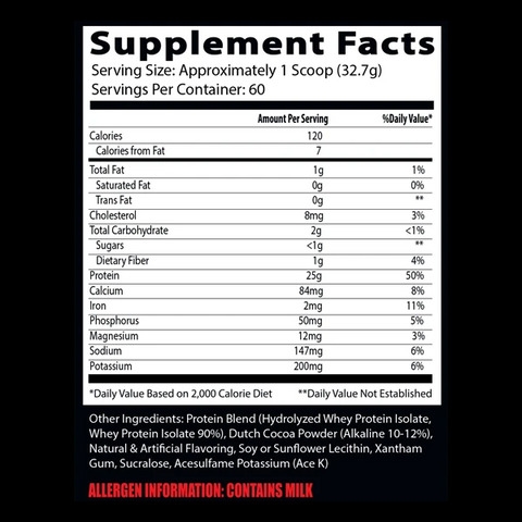 Insane Labz ISO Protein 60 Servings Ingredients & Supplement Facts