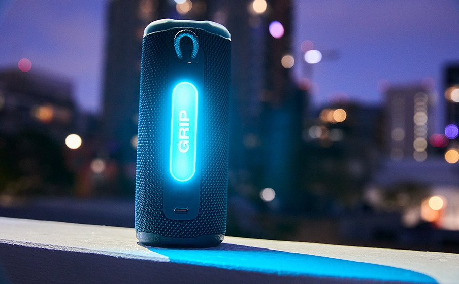 JBL Grip | Compact Bluetooth speaker with bold JBL Pro Sound and ambient light