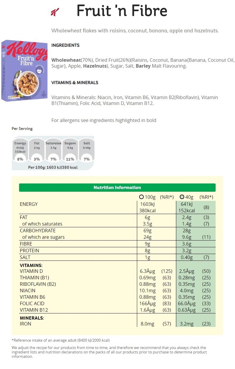 Kellogg's Fruit N Fibre Cereal 750g (x 4) Jumia Nigeria