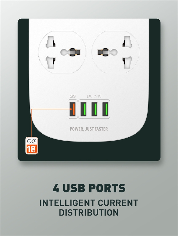 4 AC Outlets Universal Power Strip SC4407