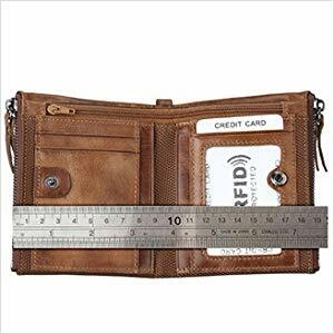 Men RFID Blocking Wallet Small Vintage Crazy Horse Leather Short Purse Bifold