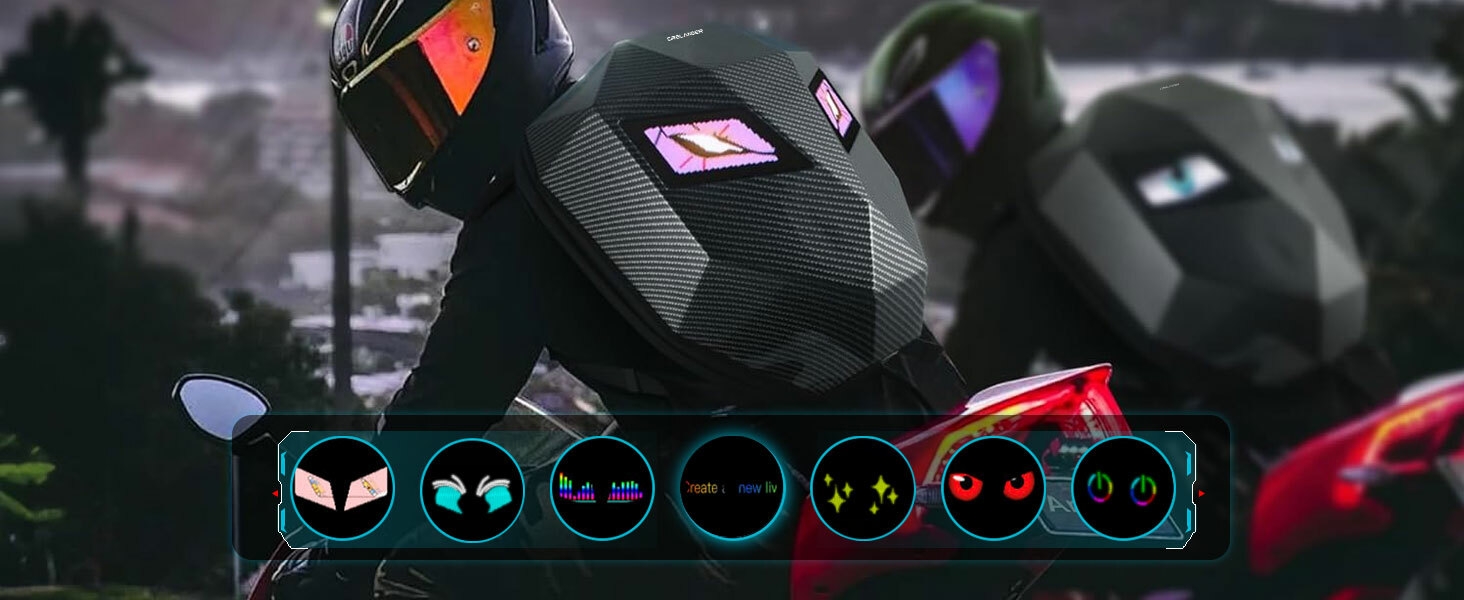 LED Knight Backpack, 19inch Waterproof Motorcycle Backpack