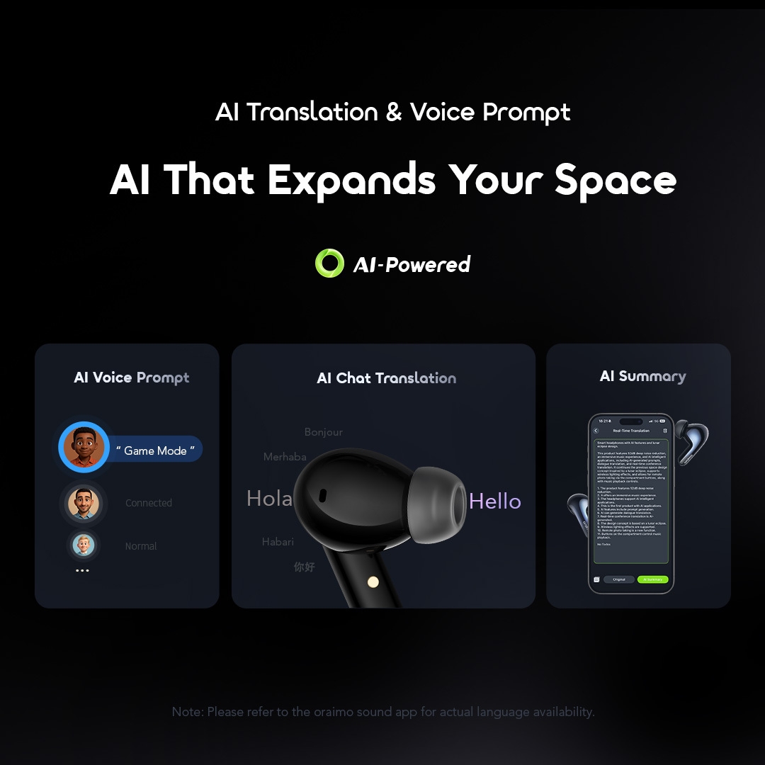oraimo True Wireless Earbuds SpaceBuds2 OTW 631 5 AI Translation A