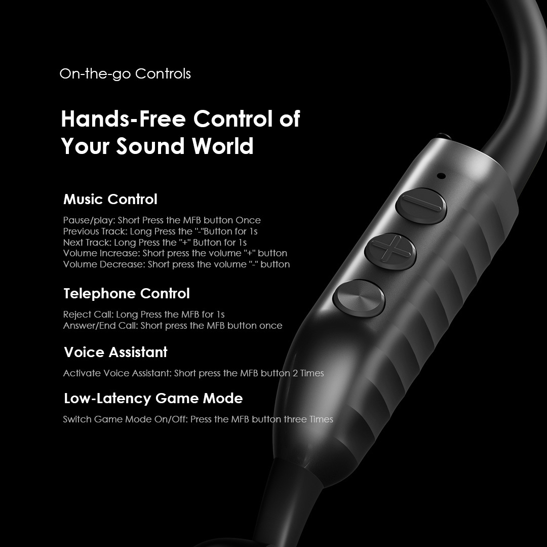 Open-Ear Headphones OpenCriclet 2 OPN-672 controls