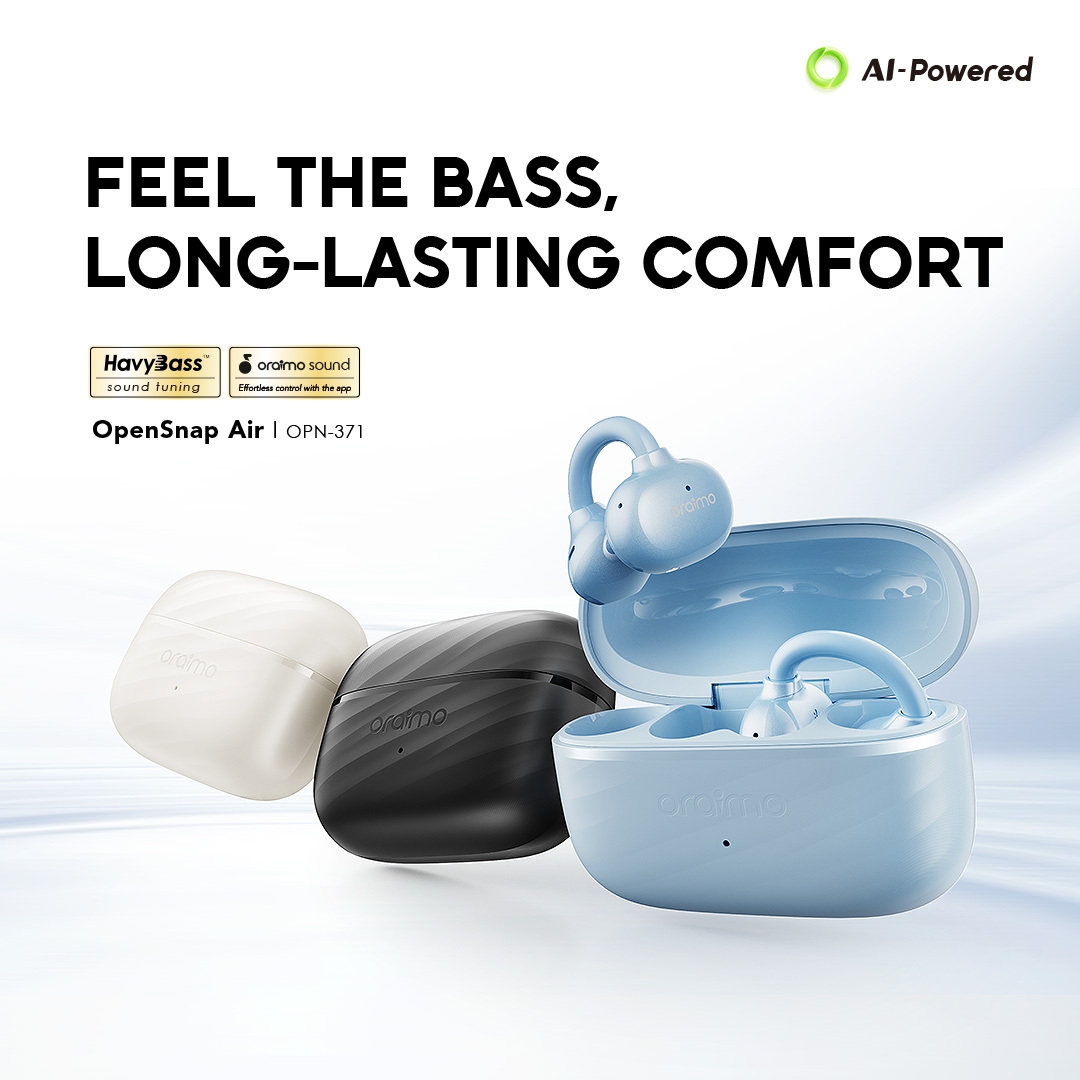 oraimo opensnap air open-ear true wireless earbuds africa OPN-371 01 feel the bass long-lasting comfort