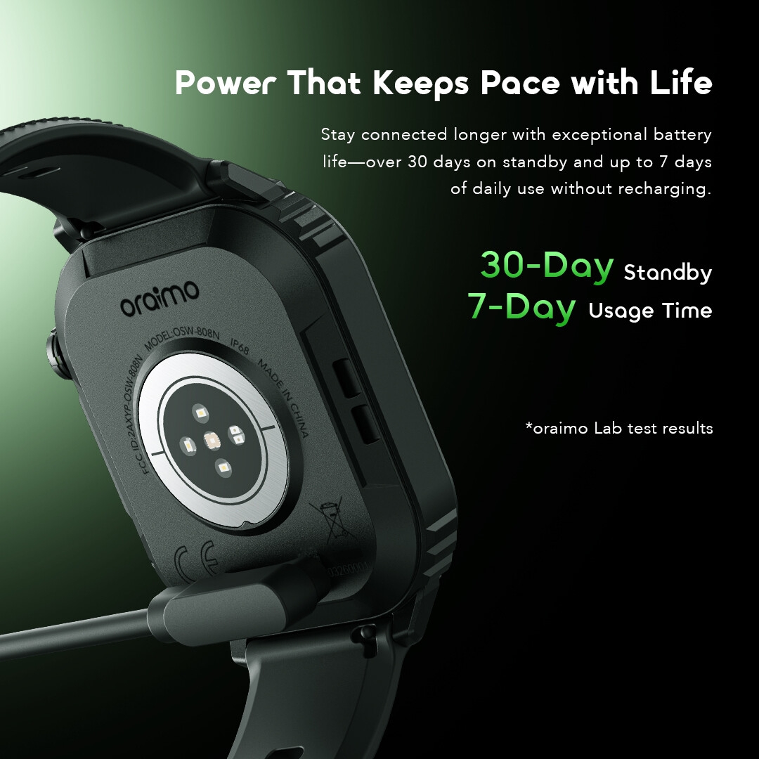 oraimo hd display smart watch watch lumos n osw-808n usage time 4