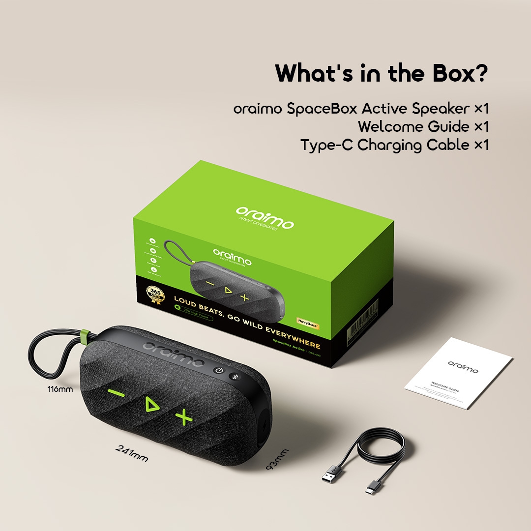 oraimo spacebox active wireless speaker obs-680 11 package