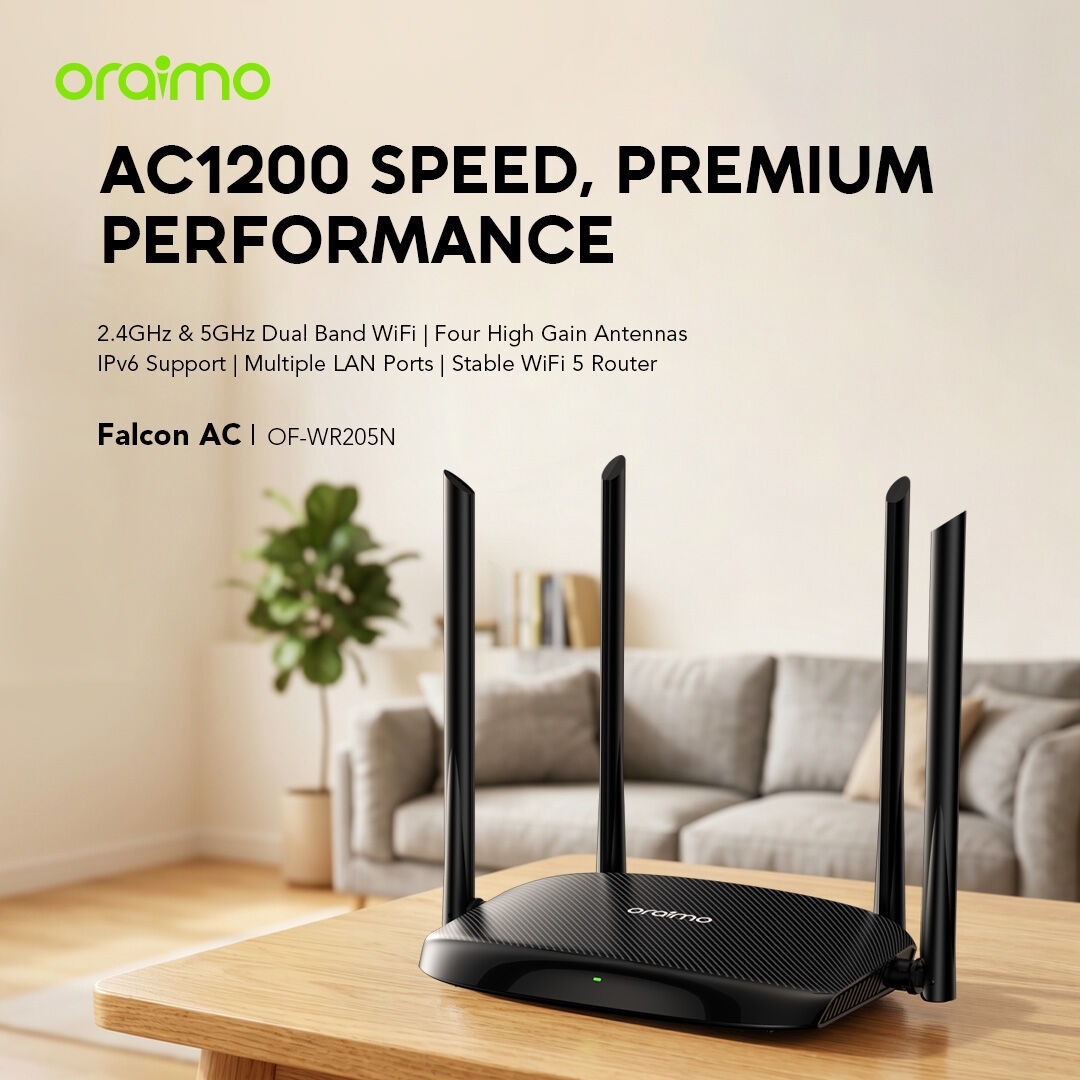 oraimo wifi router falcon ac OF-WR205N 01 ac1200 speed premium performance