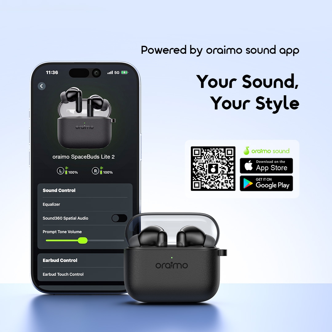 oraimo True Wireless Earbuds SpaceBuds Lite 2 OTW-325 08 Powered by oraimo sound app