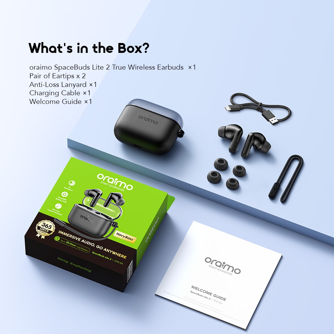 oraimo True Wireless Earbuds SpaceBuds Lite 2 OTW-325 10 What's in the Box Full Accessories