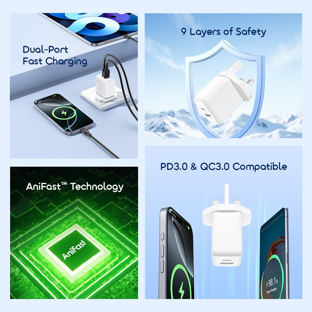 oraimo uk type plug pd3.0 and qc3.0 compatible charger kit powercube 201 ocw-5203u features 2