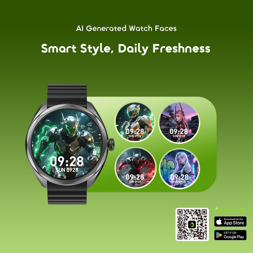 Montre connectée Oraimo Nova 2R OSW-834 : 11 cadrans générés par IA