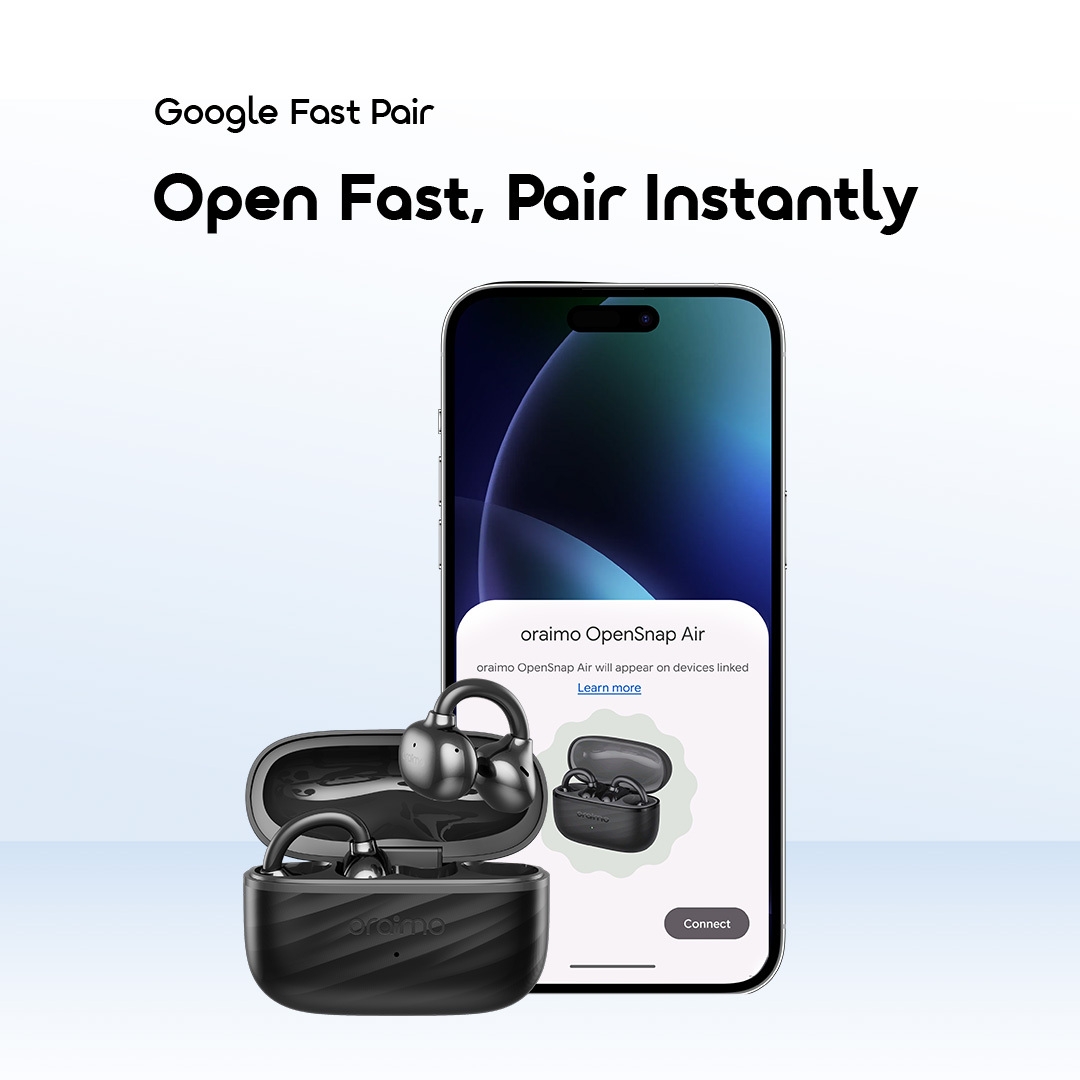 oraimo opensnap air open-ear true wireless earbuds africa OPN-371 10 open fast pair instantly Google Fast Pair