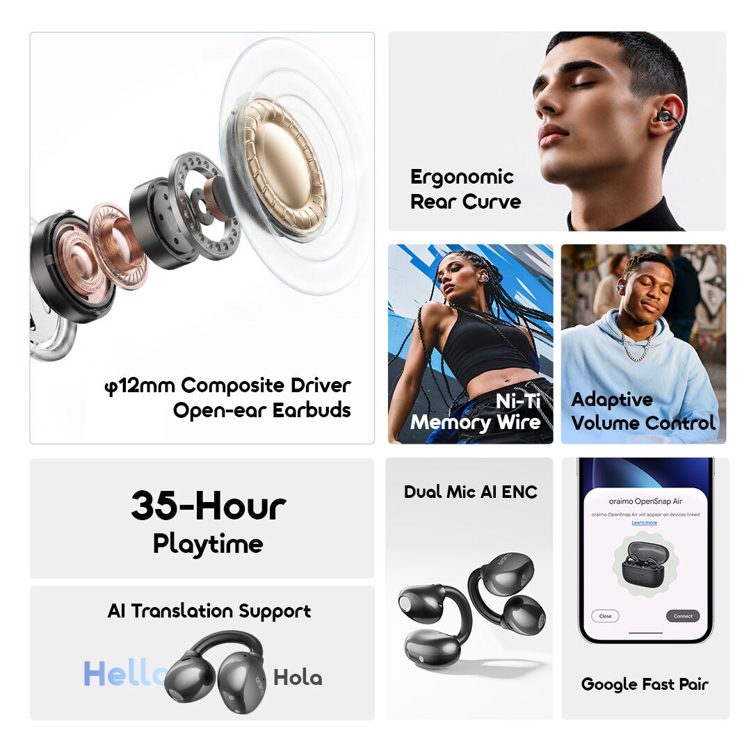 oraimo opensnap air open-ear true wireless earbuds africa OPN-371 02 all features at a glance