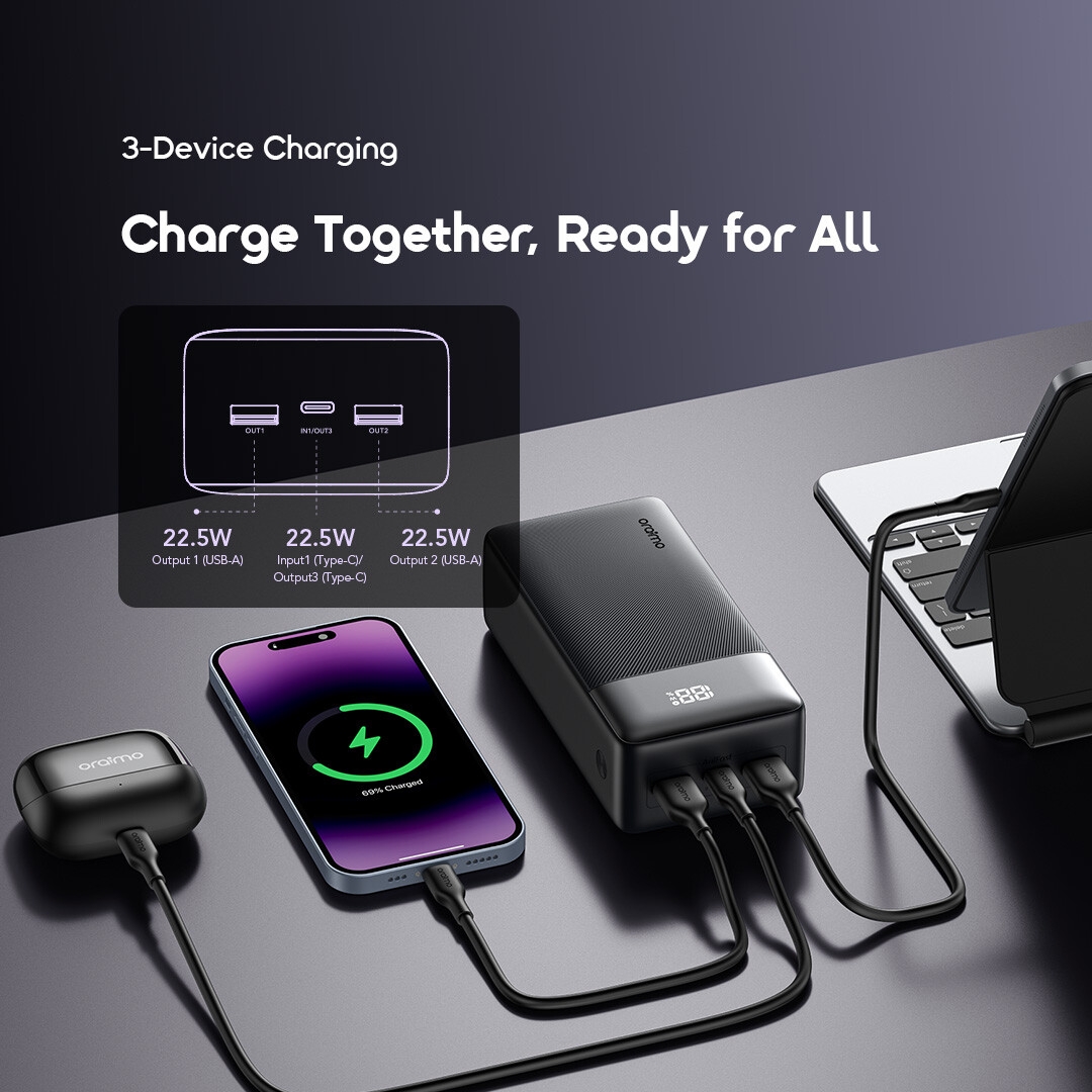 oraimo 27000mAh Power Bank PowerNova QF1 OPB-7270Q 3-Devices Charging
