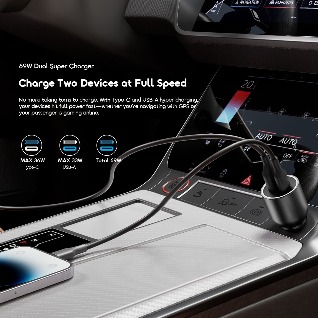 oraimo Car Charger PowerDrive 7691 Pro OCC-7691D charge two