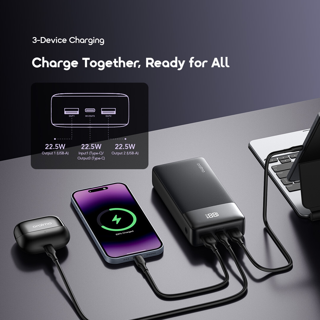 oraimo Power Bank PowerNova Q21 3-device charging