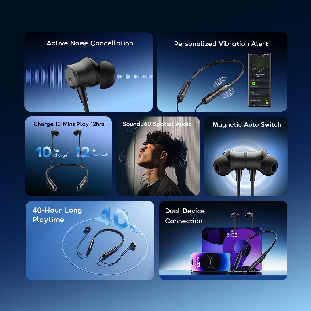 oraimo Necklace 5 earphones OEB-611-BLACK features