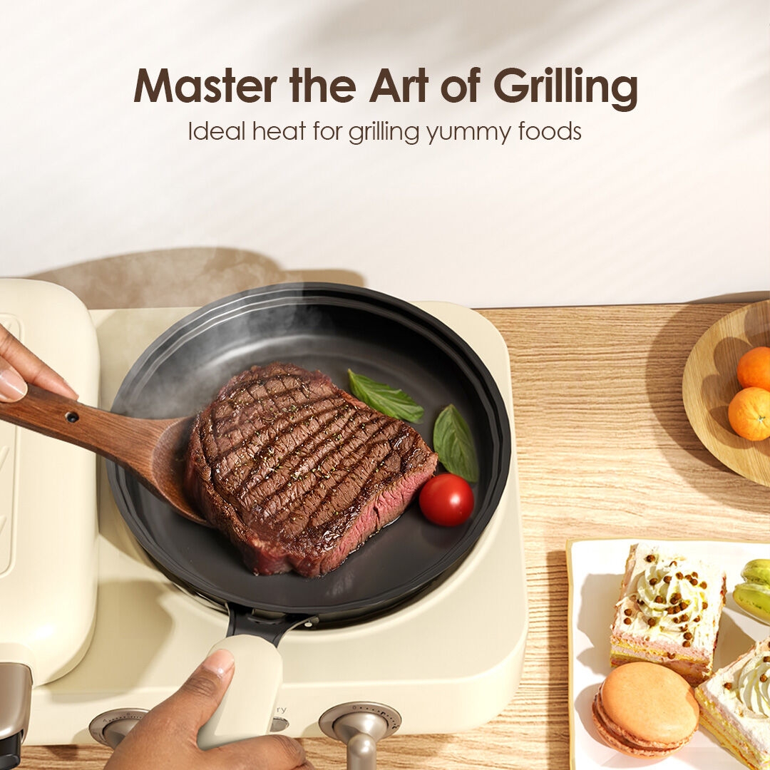 breakfast station with grill function for indoor grilling