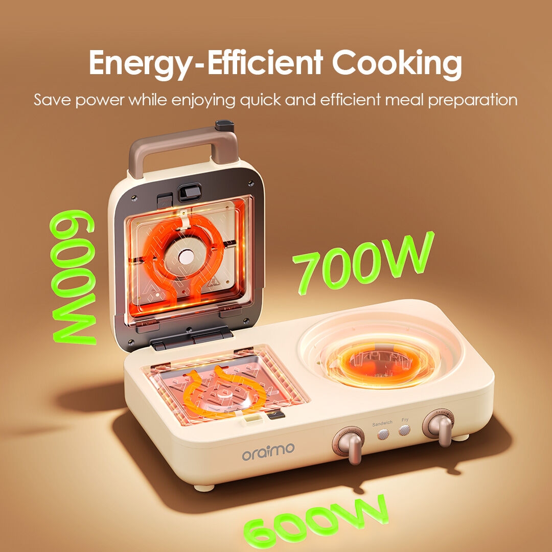 kitchen breakfast station with 600w and 700w dual cooking zones
