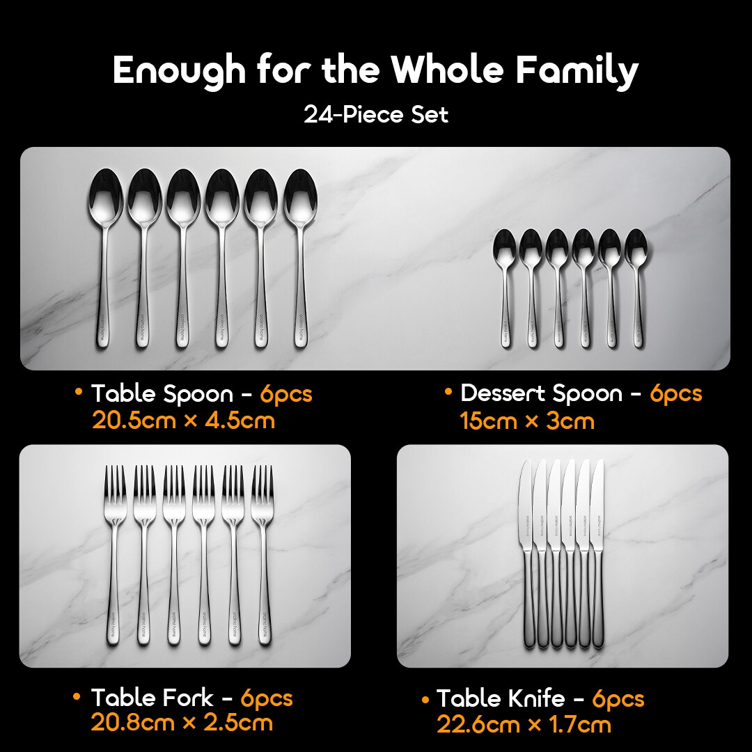 oraimo Stainless Steel Tableware Set (24pcs) HomeServe OHKS-001 6 24-Piece Set