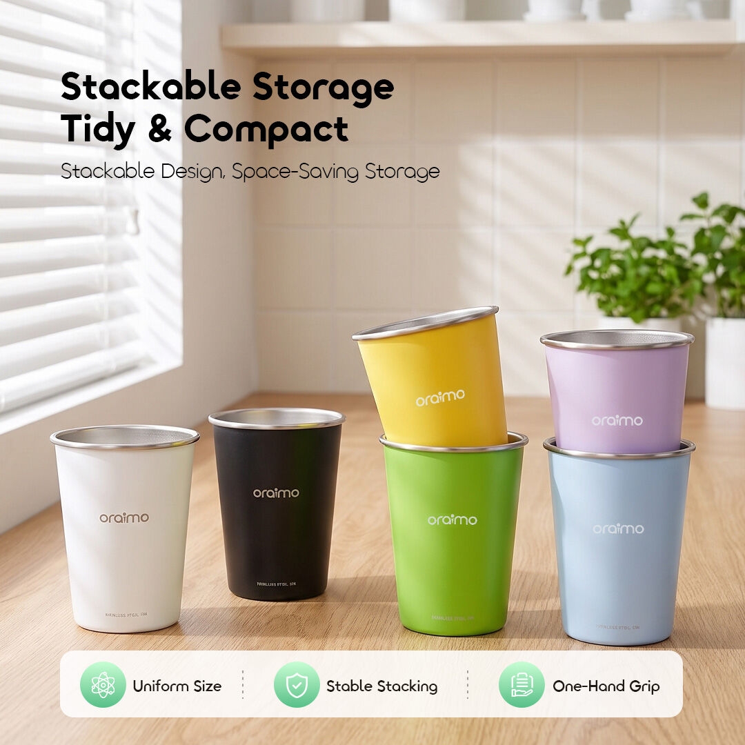 oraimo Stainless Steel Drinking Cup 6 Pack Solid Stow 6 OHDW 014 03 Stackable Design Space Saving Storage