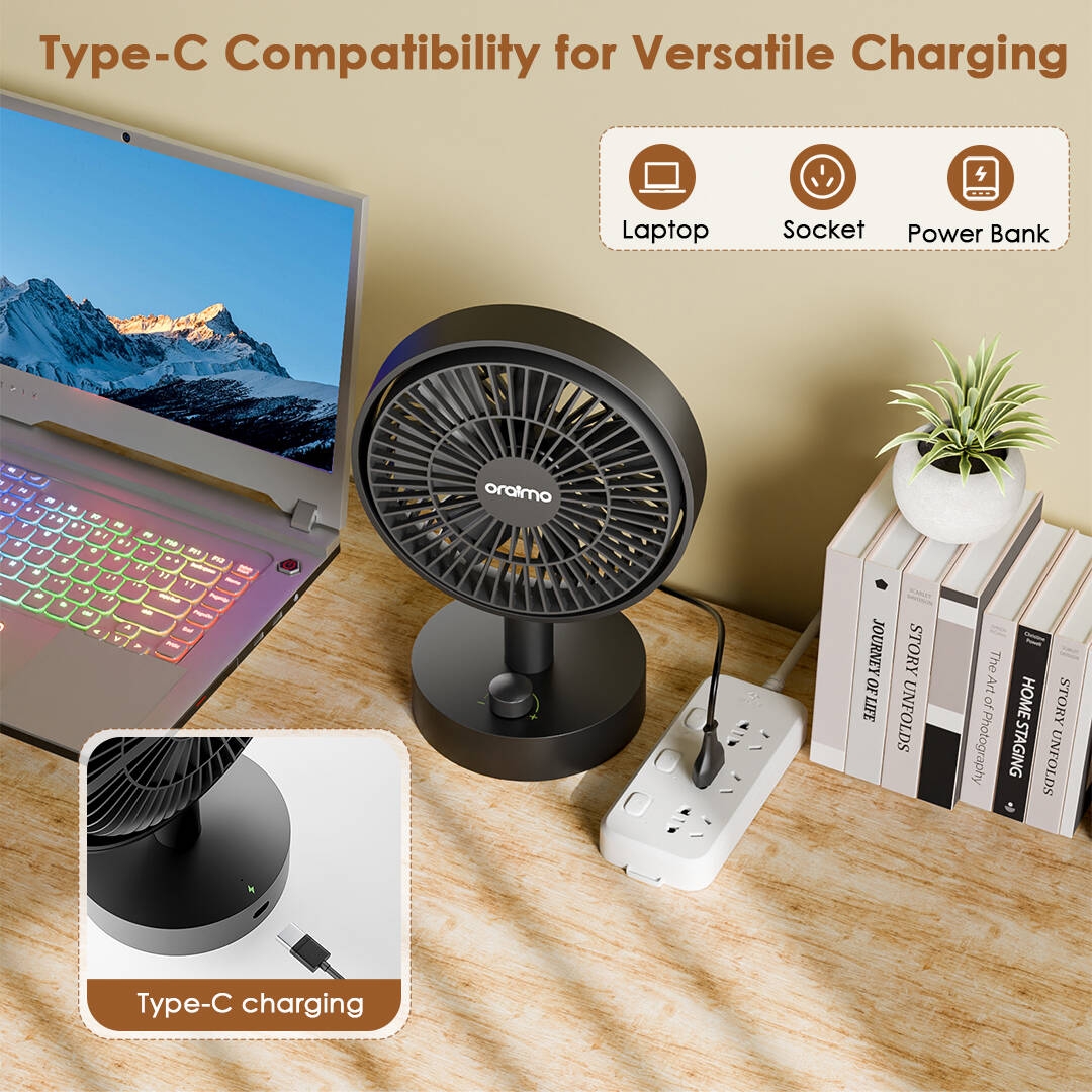 oraimo Smart Table Fan ODF 201A 9 Multiple Charging Options
