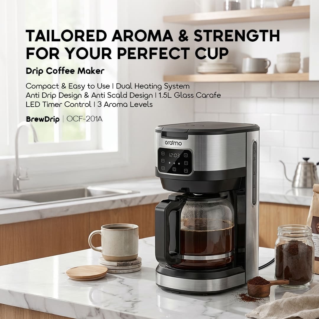 oraimo Drip Coffee Maker BrewDrip OCF-201A 01 Tailored Aroma & Strength For Your Perfect Cup