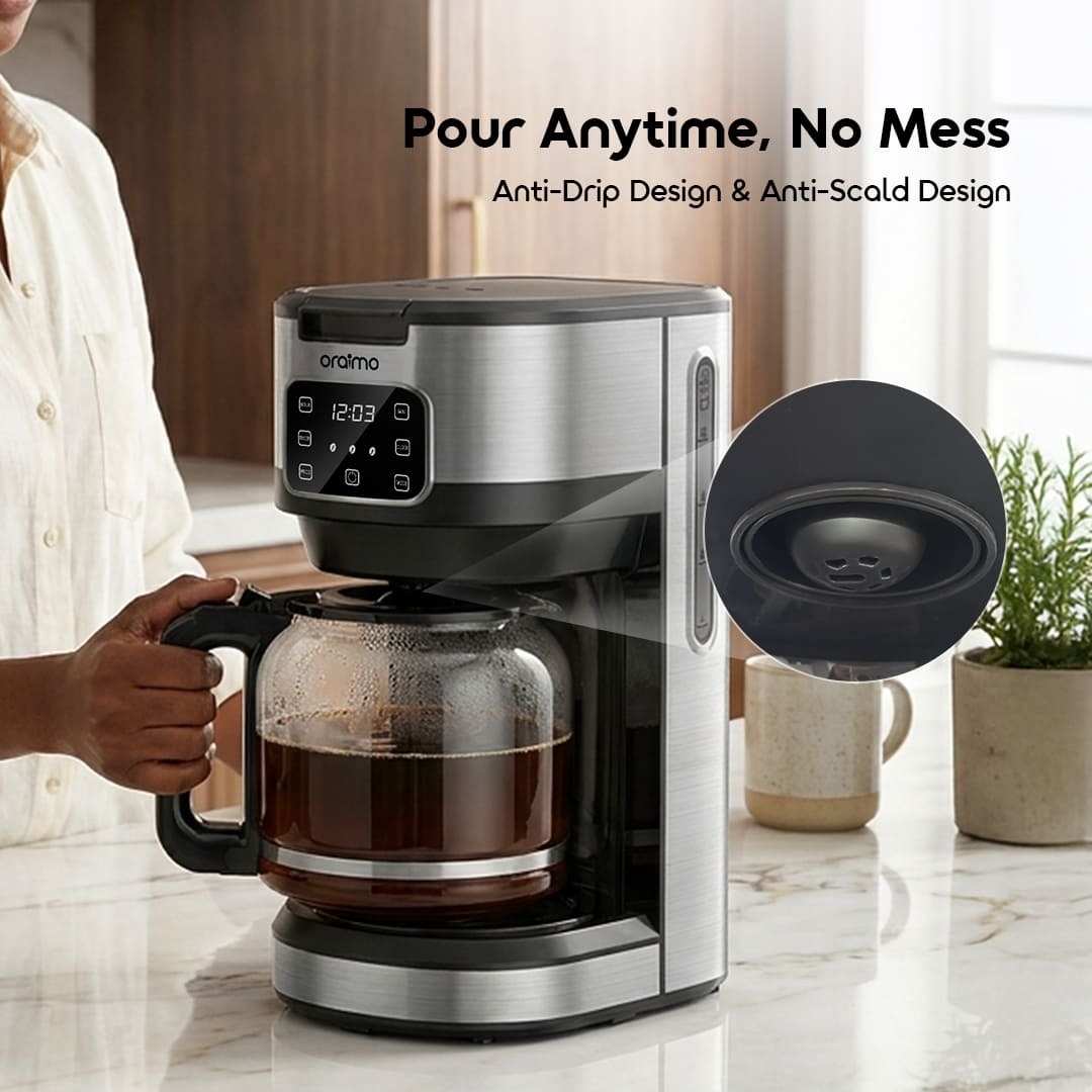 oraimo Drip Coffee Maker BrewDrip OCF-201A 05 Anti-Drip Design & Anti-Scald Design