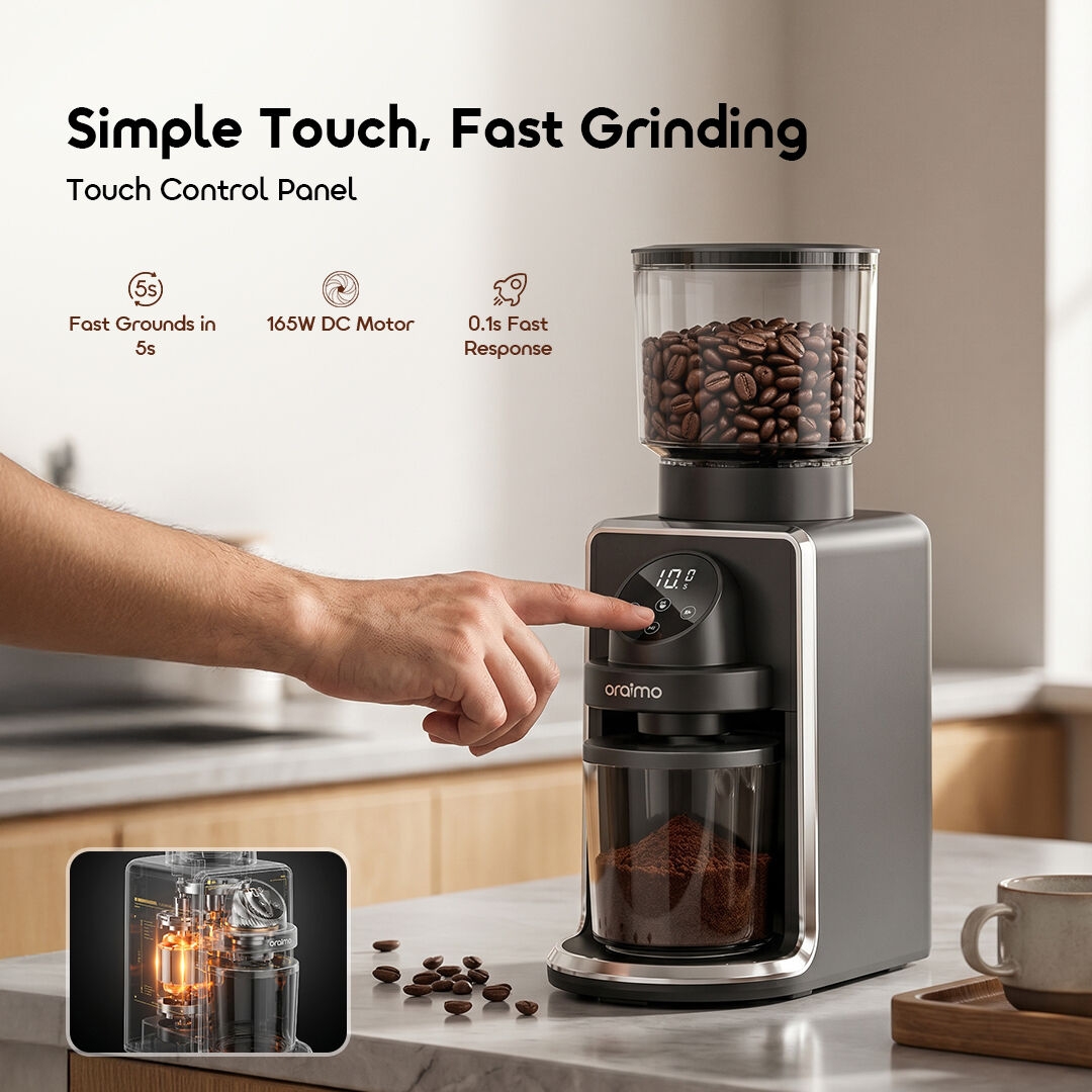 oraimo Conical Burr Grinder BeanGrind Pro OCB-521A 05 Simple Touch, Fast Grinding