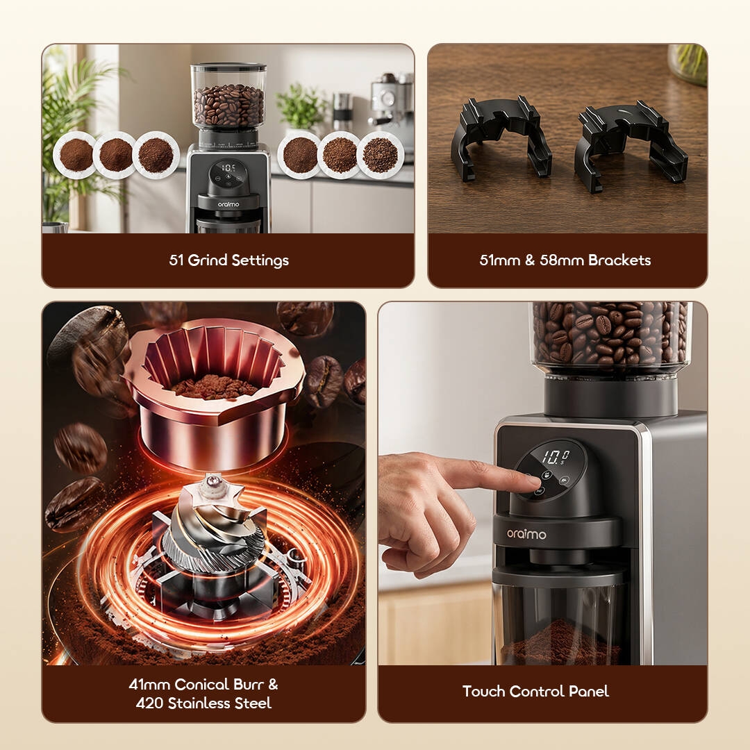 oraimo Conical Burr Grinder BeanGrind Pro OCB-521A 02 features
