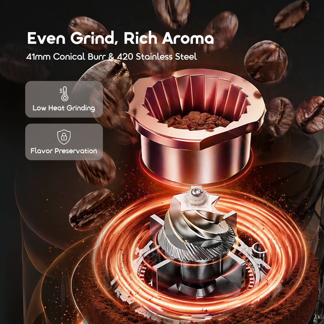 oraimo Conical Burr Grinder BeanGrind Pro OCB-521A 03 Even Grind, Rich Aroma